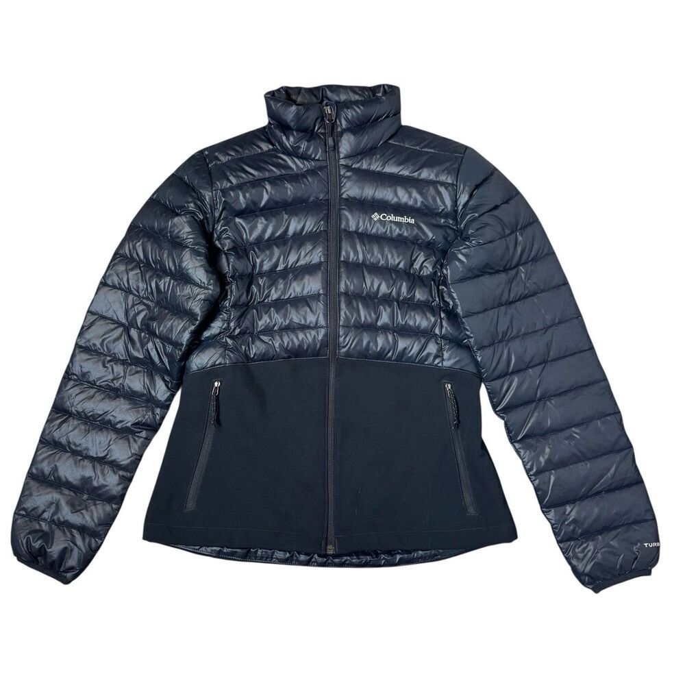 Columbia Down Goose Puffer Jacket Size S Omni Heat 590TD Turbo Black Outdoor